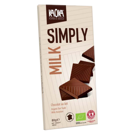 Шоколад молочний 32% Kaoka Simply органічний, 80 г