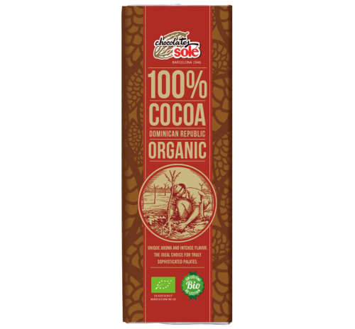 Chocolates Solé Organic 100% Cocoa Dark Chocolate, 25 g